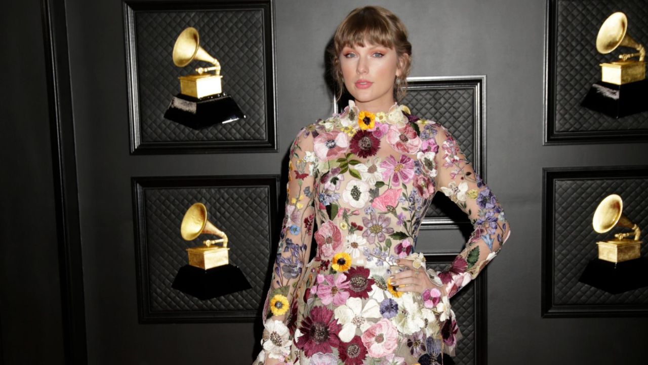 Taylor Swift at the 63rd annual Grammy Awards in Los Angeles on Sunday, March 14, 2021.