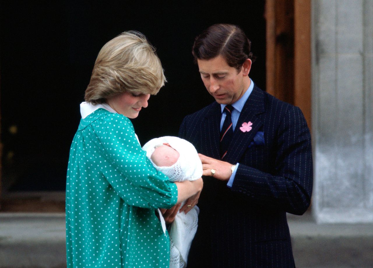 Prince Charles and Princess Diana leave the hospital with newborn William on June 22, 1982.