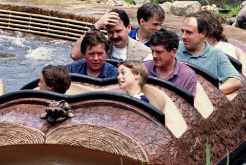 Prince William grimaces after riding Splash Mountain at Disney World's Magic Kindom in Florida. He was with friends of the royal family on a three-day vacation in 1993.