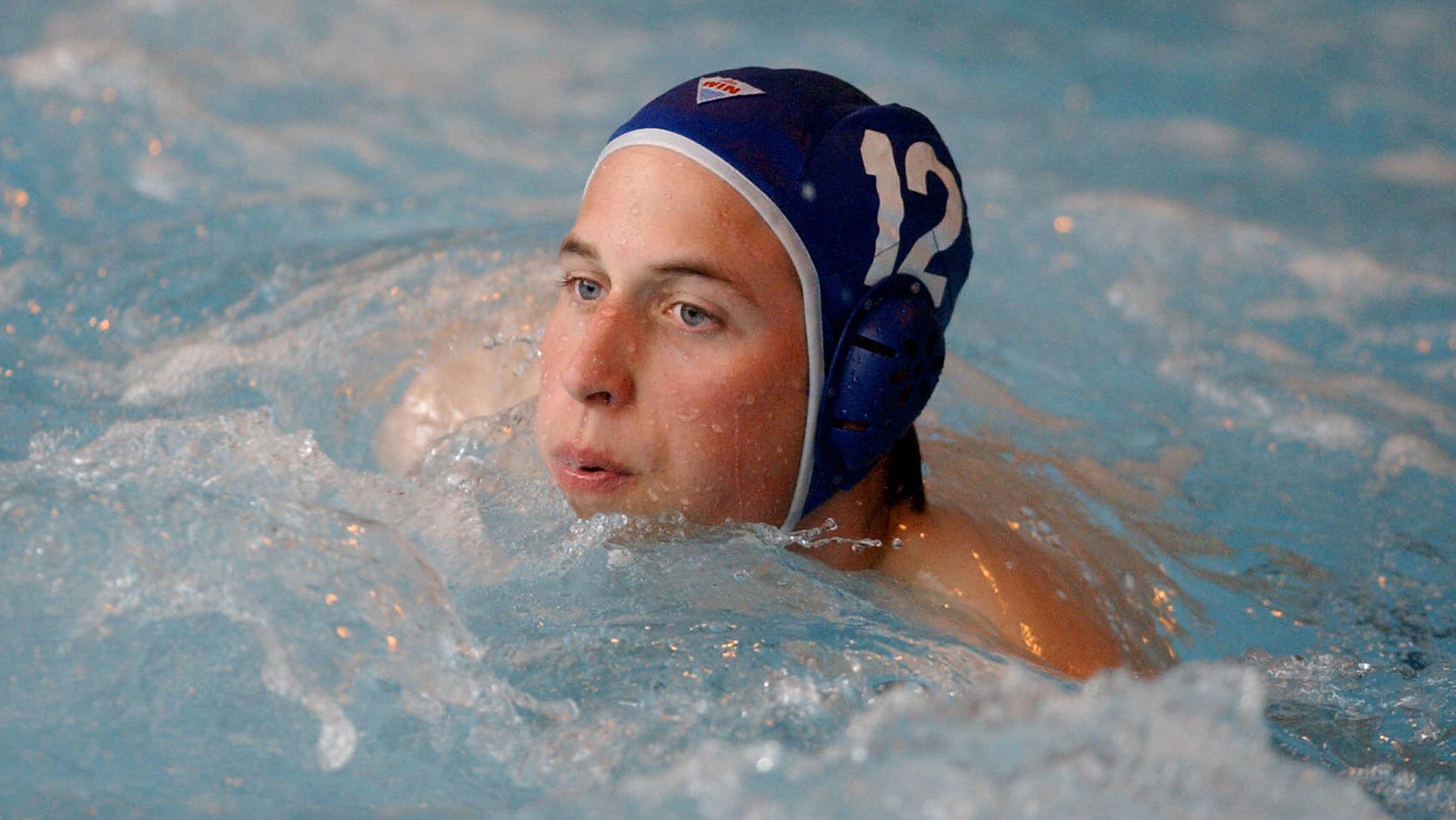 Prince William makes his water polo debut for the Scottish national universities squad during the annual Celtic Nations tournament in April 2004. William was attending the University of St. Andrews.