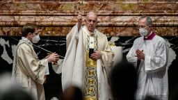 Pope Francis celebrates Easter Mass on April 4 at St. Peter's Basilica in The Vatican.
