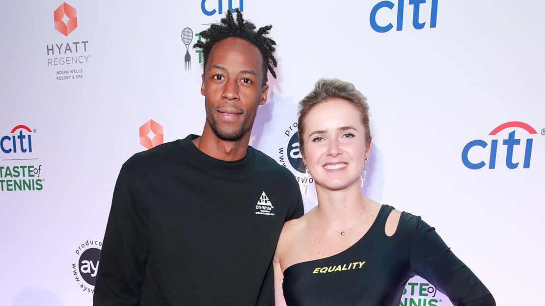 Gael Monfils (L) and Elina Svitolina attend the Citi Taste Of Tennis Indian Wells on March 04, 2019 in Indian Wells, California.