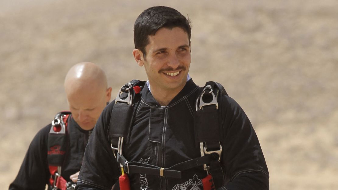Prince Hamzah attends a media event to announce the launch of "Skydive Jordan" in the Wadi Rum desert on April 19, 2011. 