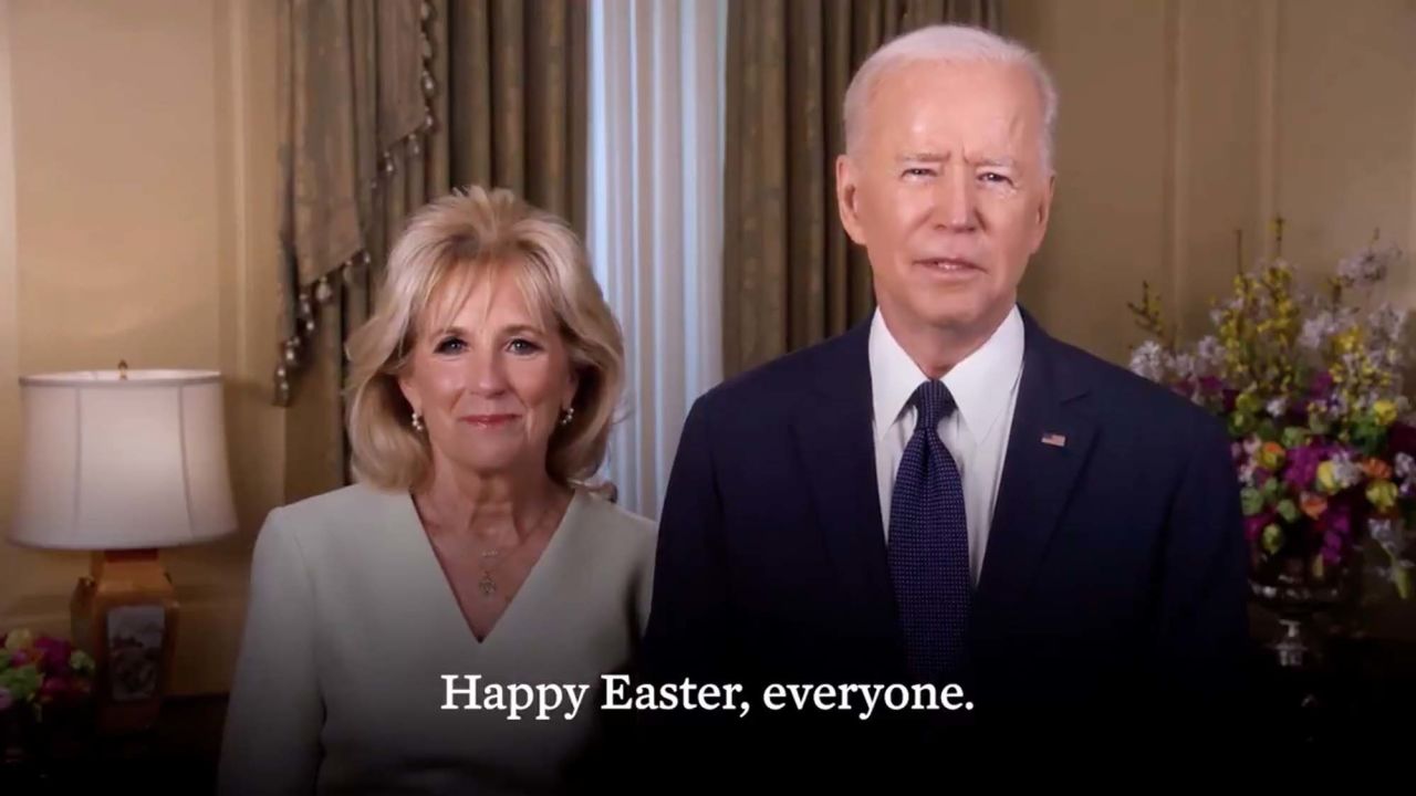 President Joe Bill and first lady Jill Biden encouraged vaccinations in an Easter video Sunday. 