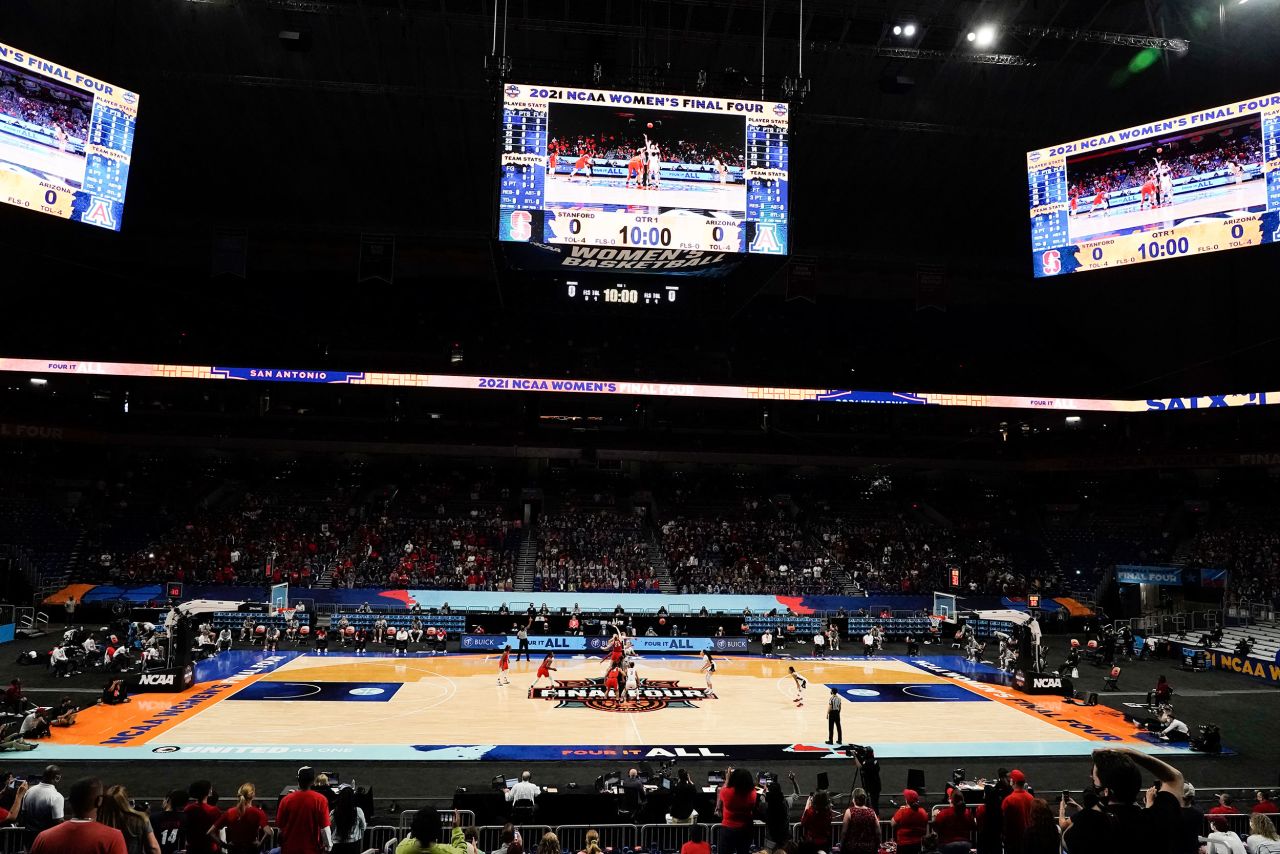 The championship game tips off at the Alamodome. Because of the pandemic, all tournament games were played in Texas this year.