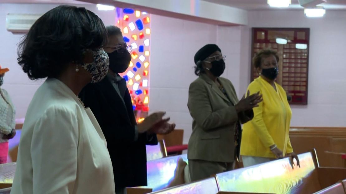 A smaller crowd united in-person at Detroit's Greater New Mount Moriah Missionary Baptist Church for Easter Sunday service this year due to the pandemic.