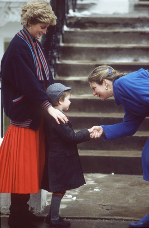 Prince William attends his first day at Wetherby School on January 15, 1987.