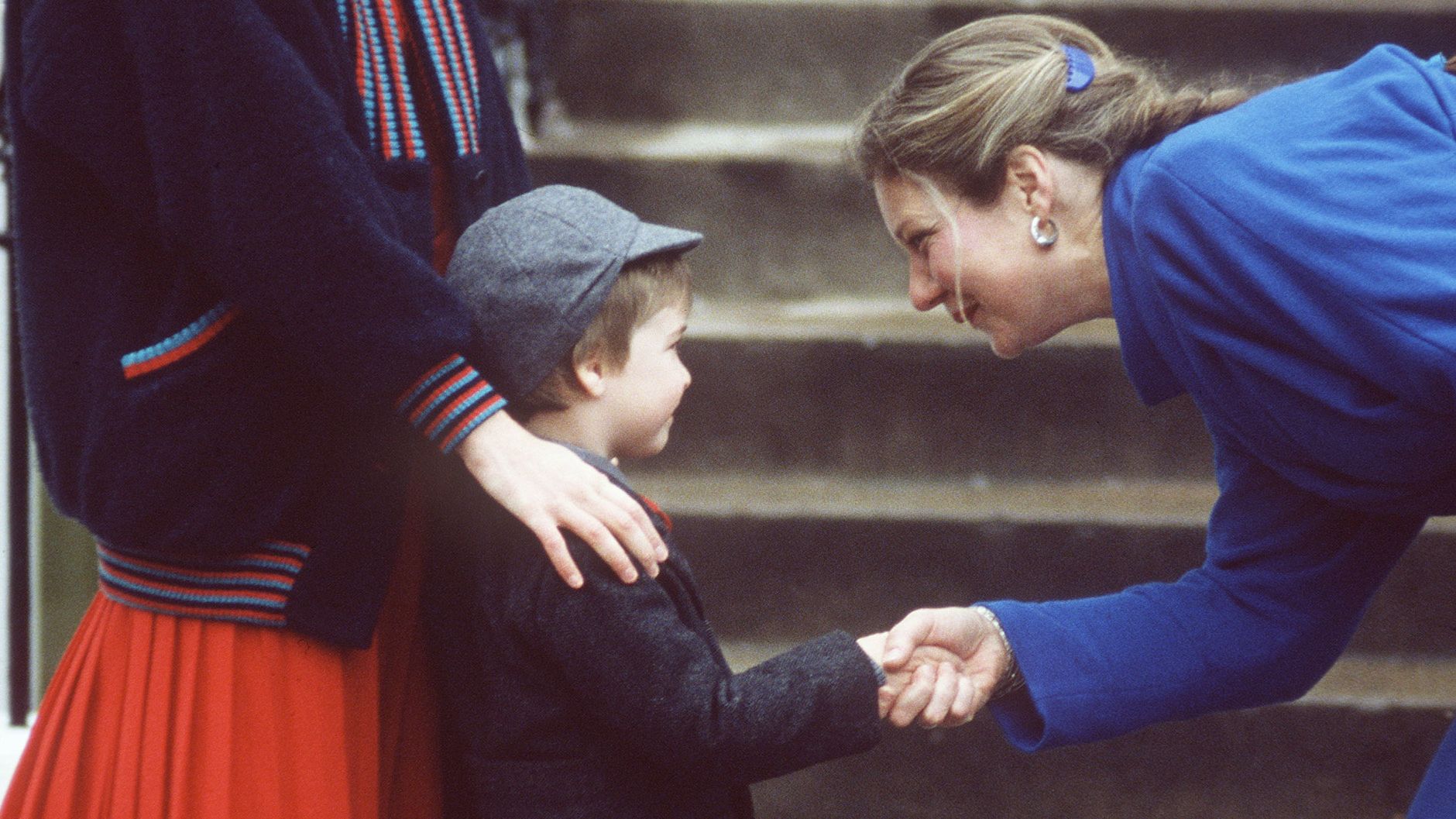 William attends his first day at Wetherby School in 1987.