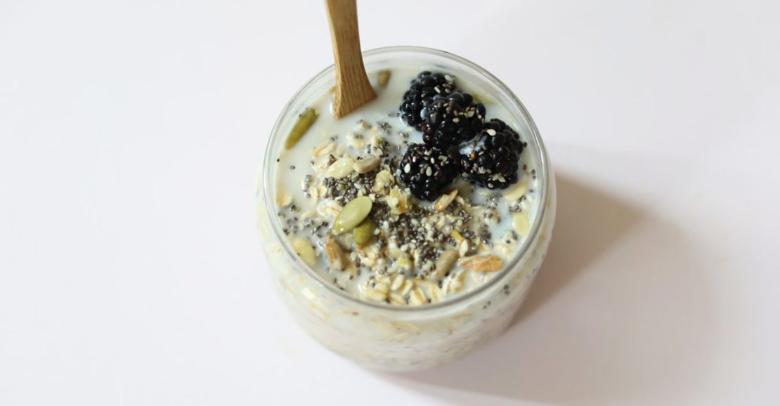 Kooienga's Overnight Chia Oat Bowl is rich with whole foods that can reward long-lasting energy.
