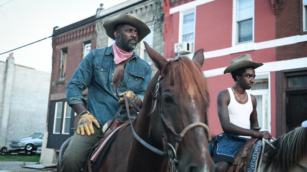 Idris Elba as Harp and Caleb McLaughlin as his son Cole in Netflix's "Concrete Cowboy."