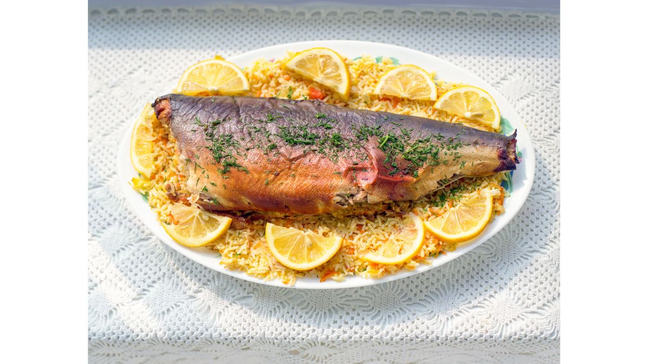 <strong>Very fishy: </strong>Vera made rice-stuffed salmon.