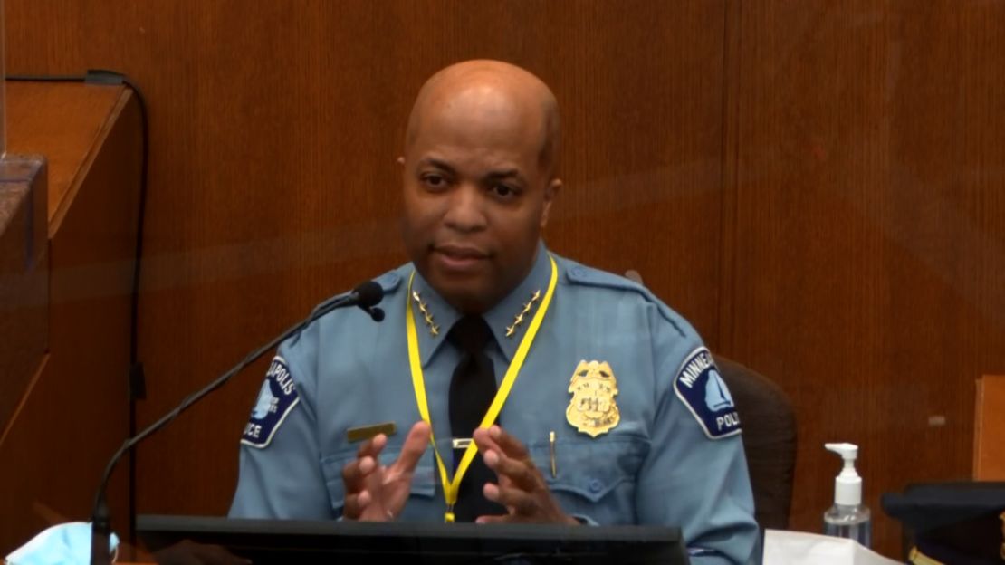 Minneapolis Police Chief Medaria Arradondo testifies on April 5.