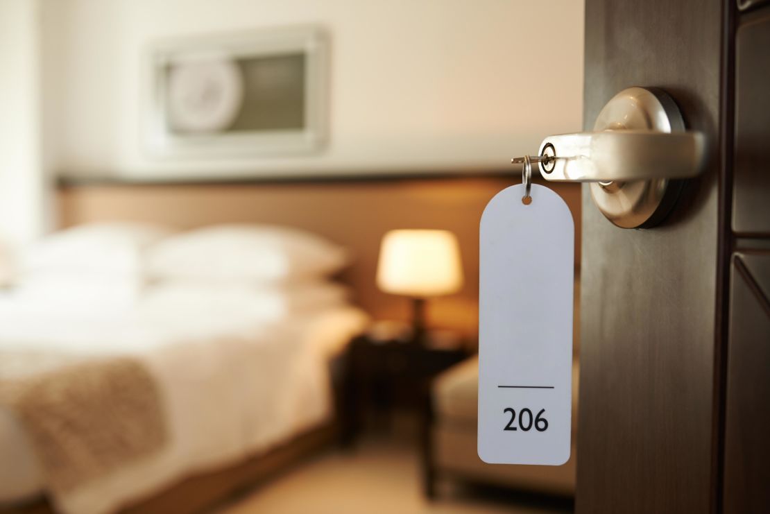 Staying in a hotel can be less risky than other activities since you have your own room, but you still need to be careful in common areas.