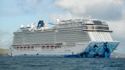 WEYMOUTH - ENGLAND, OCTOBER 22: Cruise ship Norwegian Bliss anchored in the English Channel off the Dorset coast as the industry remains at a standstill due to the coronavirus pandemic on October 22, 2020 in Weymouth, United Kingdom. (Photo by Finnbarr Webster/Getty Images)