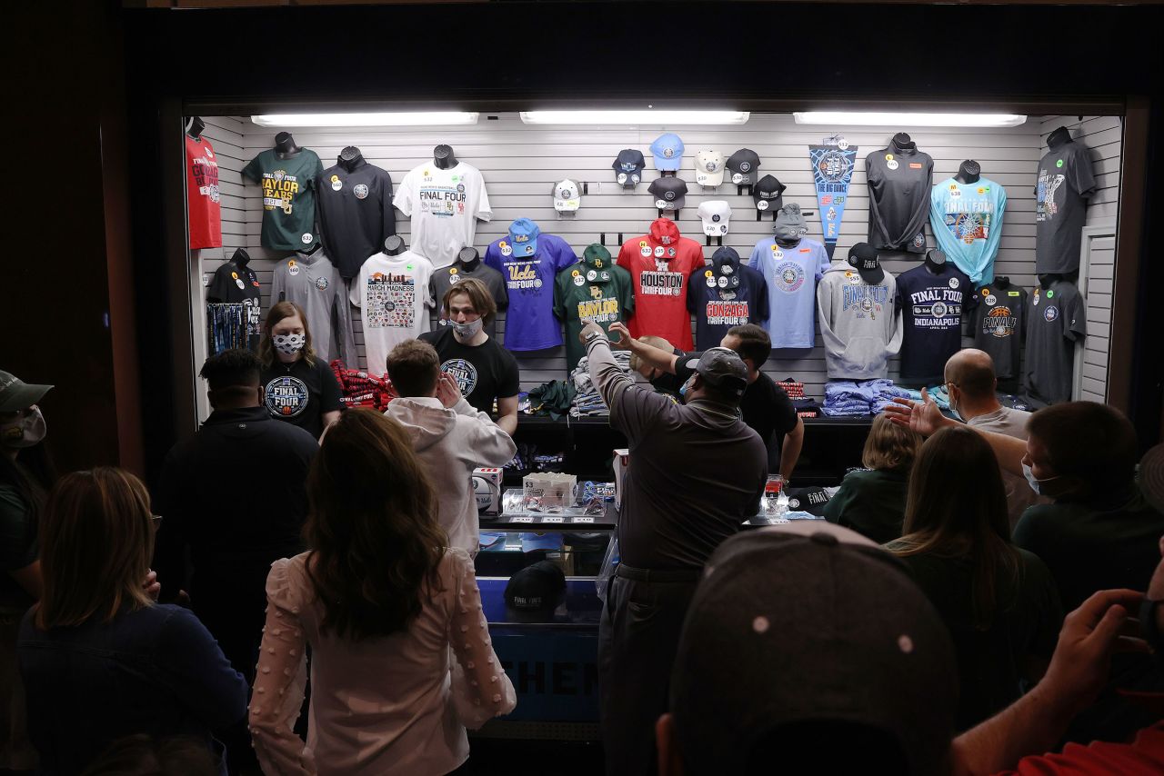 Fans purchase merchandise before the game.