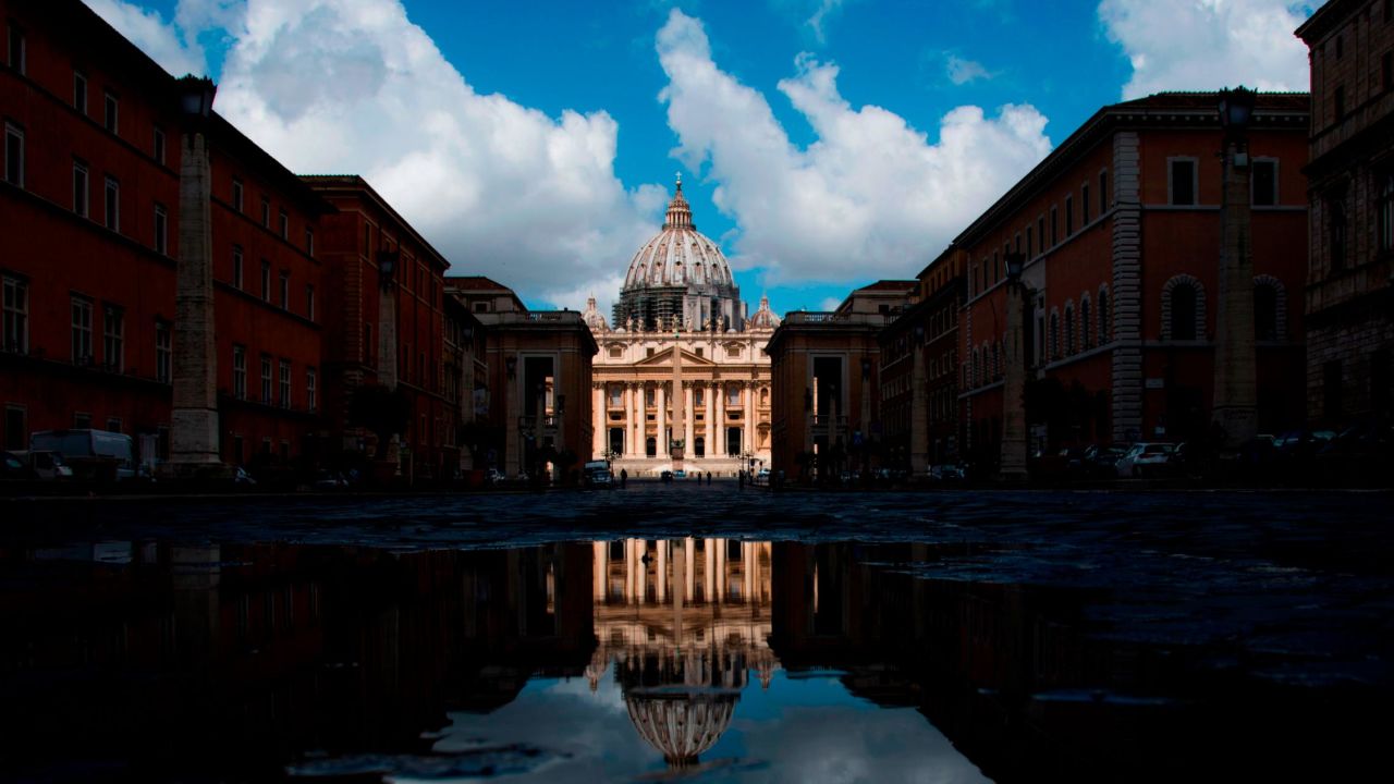 The Vatican's St. Peter's Basilica viewed from Via della Conciliazione in Rome in June 2020.