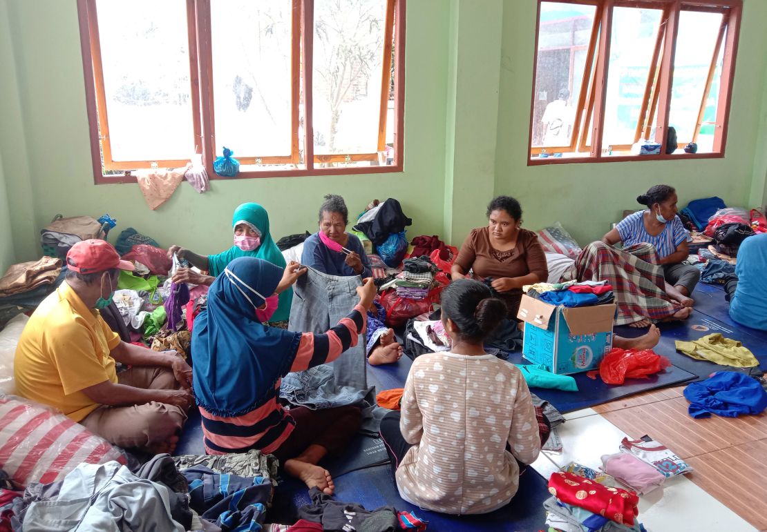 People who were displaced by floods at a temporary shelter in East Lewoleba, on Lembata Island, Indonesia, on April 6.
