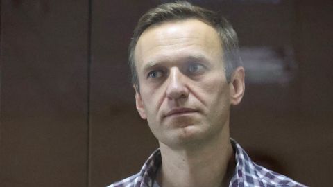 Navalny pictured during a court hearing in February.