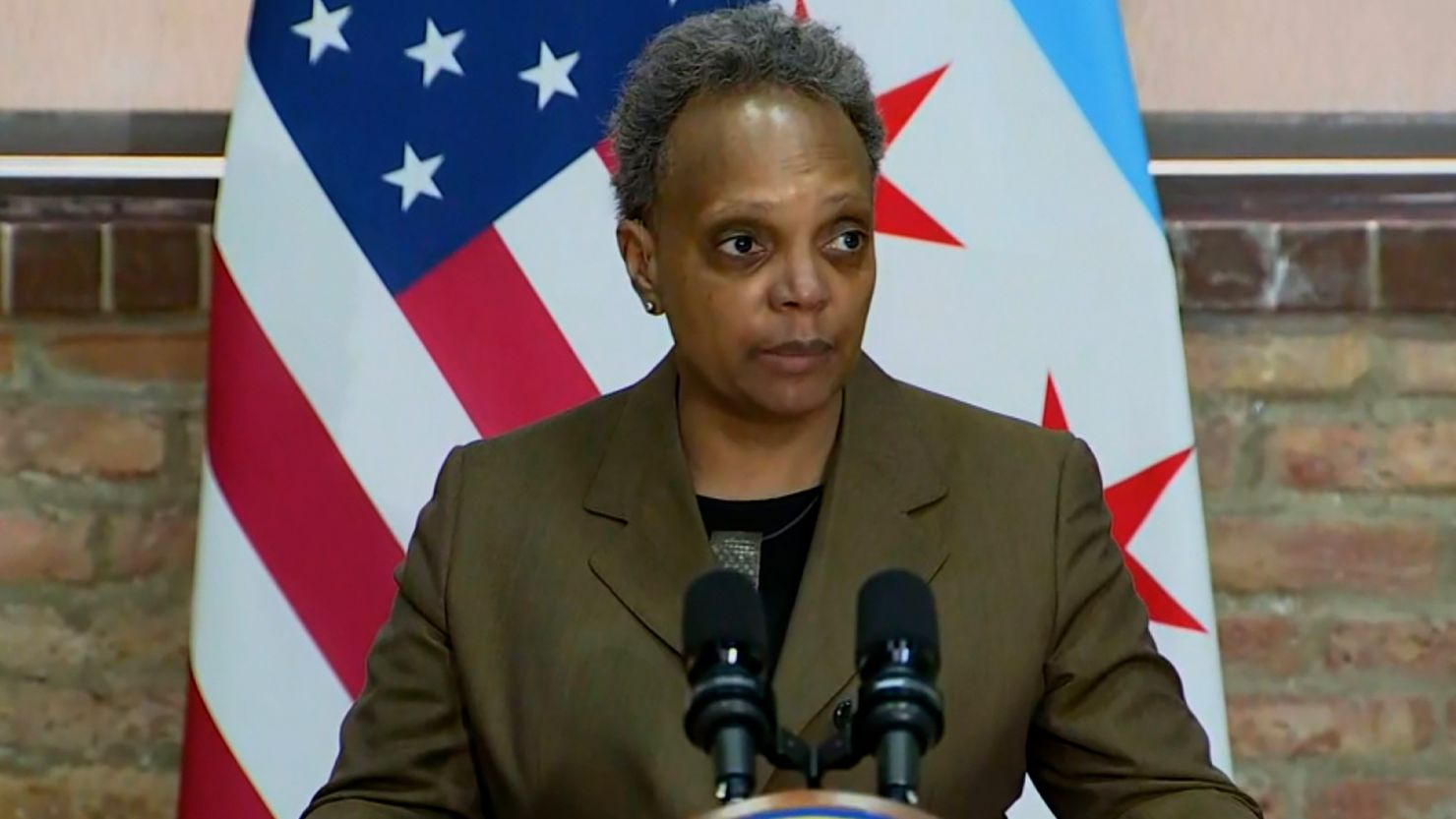 Chicago Mayor Lori Lightfoot called for police foot pursuit policy reform at April 5 news conference.