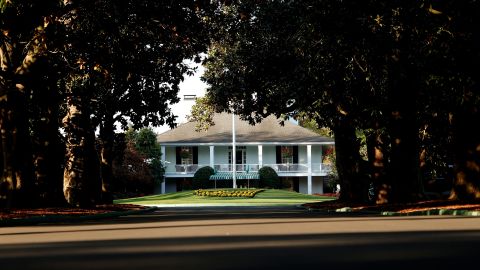 A general view of Magnolia Lane and the club house during a practice round prior to the Masters.