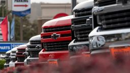 General Motors Co. Chevrolet Silverado pickup trucks for sale at a car dealership in Colma, California, U.S., on Monday, Feb. 8, 2021. General Motors Co. is scheduled to release earnings figures on February 10. Photographer: David Paul Morris/Bloomberg via Getty Images