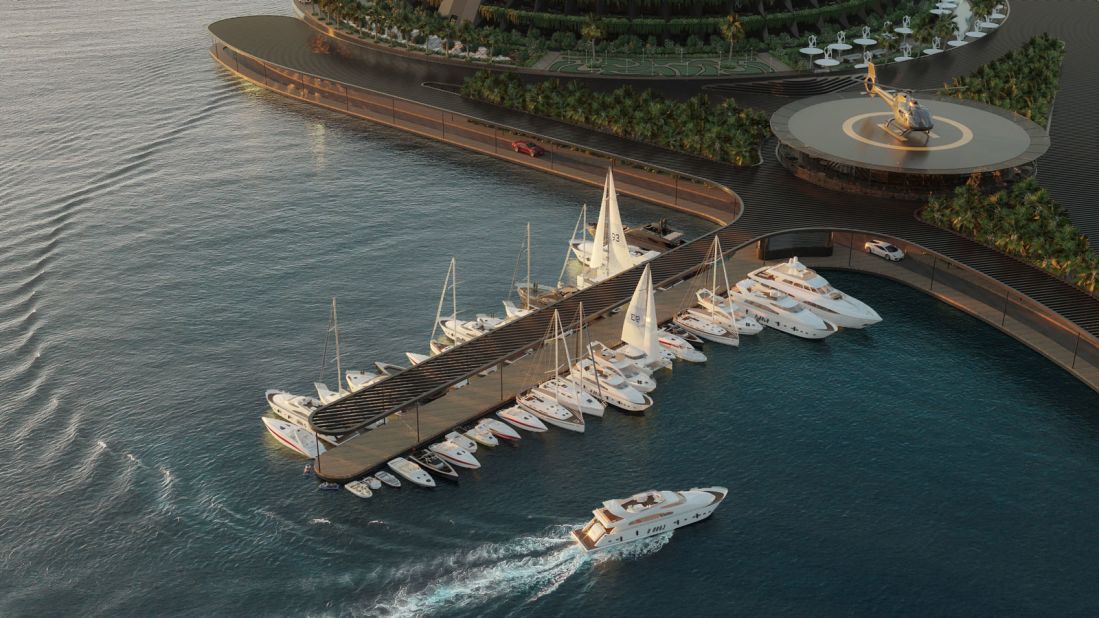 <strong>Impressive structure: </strong>Covering over 35,000 square meters, the structure can be accessed through a 140-degree floating pier that's connected to the mainland, as well as by helicopter or boat.