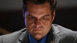 WASHINGTON, DC - JUNE 17:  Representative Matt Gaetz, a Republican from Florida, listens during a markup on H.R. 7120, the "Justice in Policing Act of 2020,"  on June 17, 2020, in Washington, D.C. The House bill would make it easier to prosecute and sue officers and would ban federal officers from using choke holds, bar racial profiling, end "no-knock" search warrants in drug cases, create a national registry for police violations, and require local police departments that get federal funds to conduct bias training.  (Photo by Erin Scott-Pool via Getty Images)