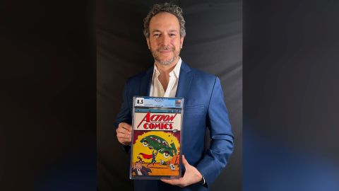 Vincent Zurzolo, co-owner of ComicConnect, holding the comic book marking Superman's first appearance. It sold for an historic, record-breaking $3,250,000 this week.