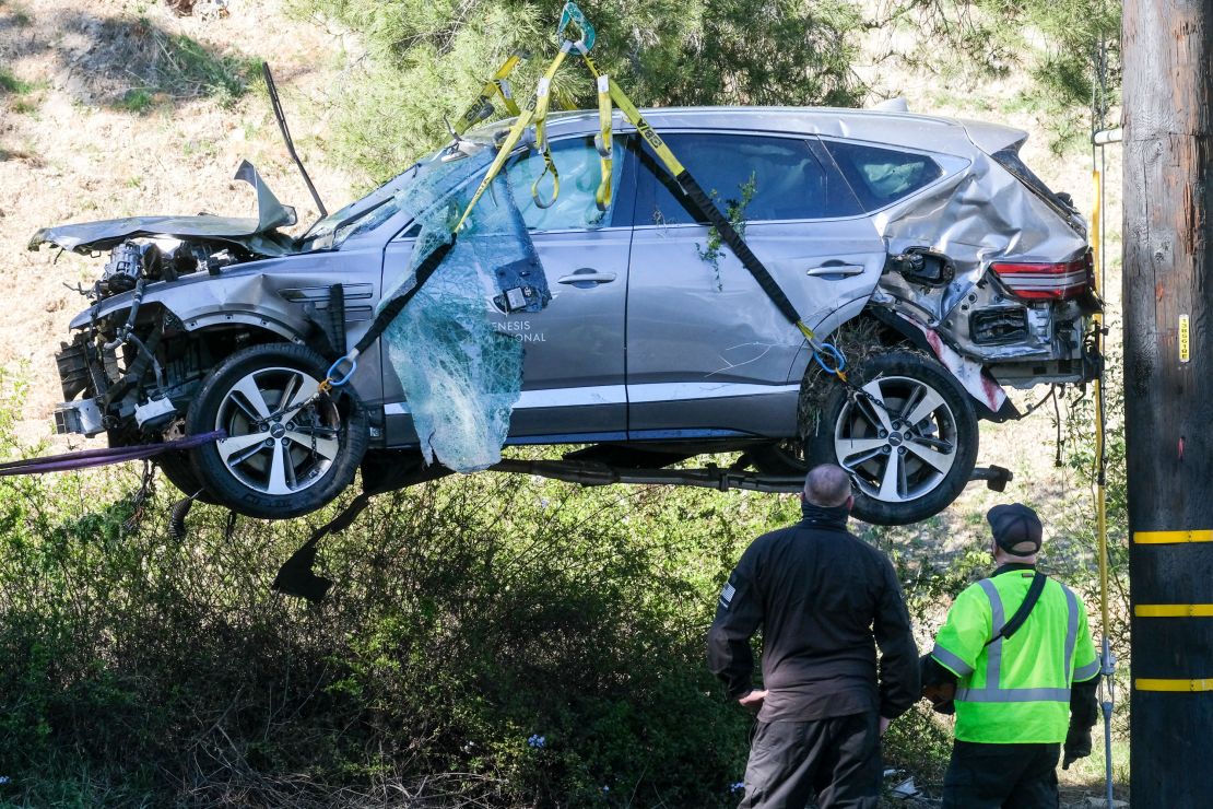 The SUV Tiger Woods was driving hit a tree and flipped over.