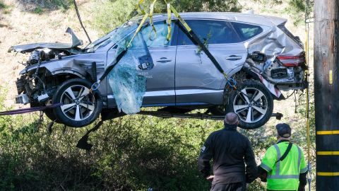 The SUV Tiger Woods was driving hit a tree and flipped over.