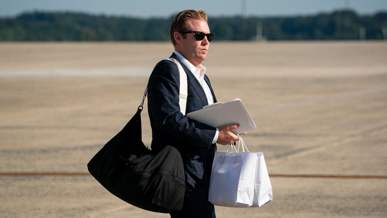 Andrew Giuliani after arriving on Air Force One at Joint Base Andrews in Maryland in July 2020.