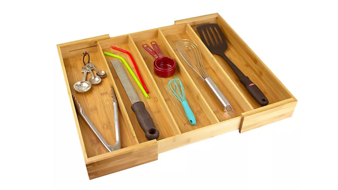 Bamboo Expandable Utensil Organizer