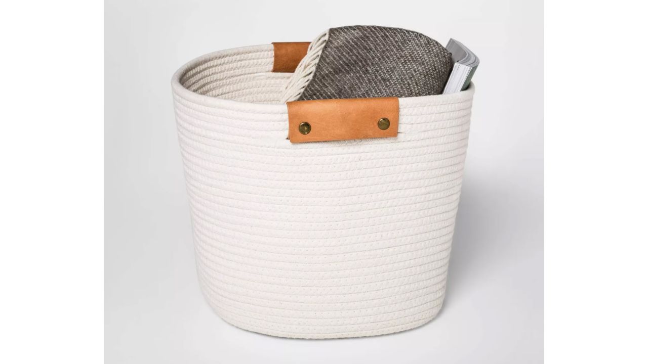 13-Inch Decorative Coiled Rope Square Basket