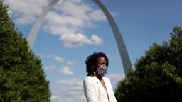 St. Louis Treasurer Tishaura Jones waits to speak during a news conference Wednesday, Aug. 5, 2020, in St. Louis. (AP Photo/Jeff Roberson)