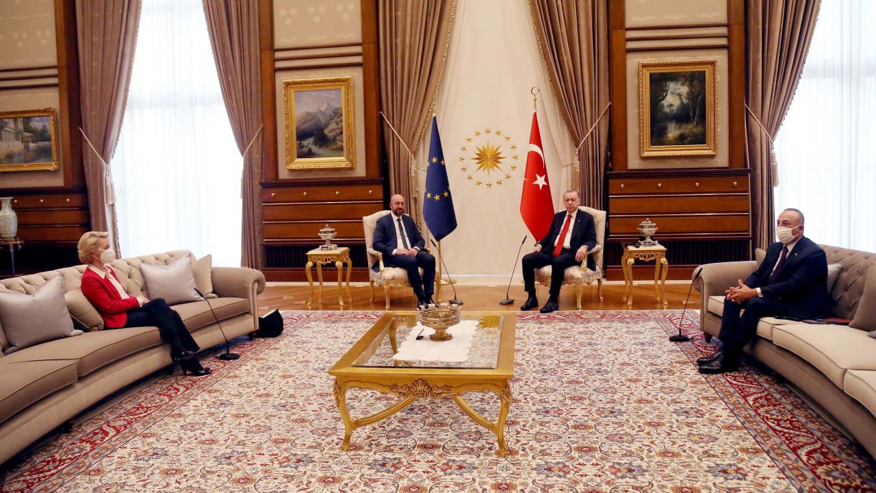 The meeting, where von der Leyen was eventually offered a seat on a nearby sofa, raised eyebrows.