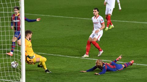 Braithwaite scored a vital third goal against Sevilla to book Barcelona's place in the Copa del Rey Final.