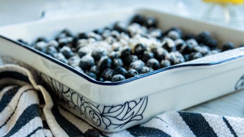 Square Baking Dish With Blue Floral Pattern