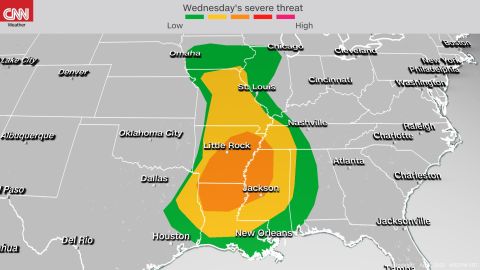 Storm Prediction Center's severe weather outlook for Wednesday into Wednesday night