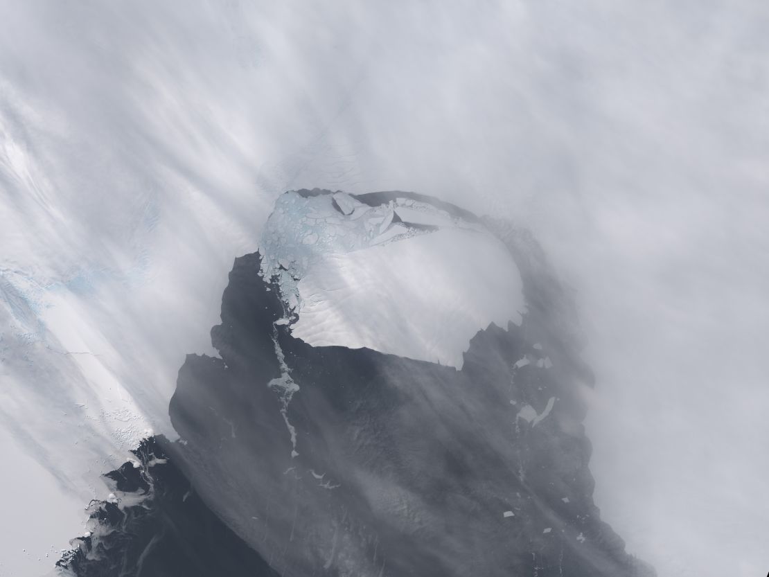 This image shows a large iceberg which has separated from Pine Island Glacier.