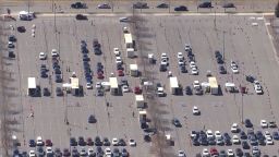 CNN affiliate KUSA flew over the Covid-19 vaccination site at Dick's Sporting Goods Park in Commerce City, Colorado, before it was shut down on April 7.