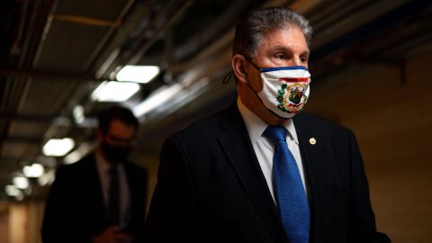 Sen. Joe Manchin (D-WV) walks on the senate side of the Capitol Building on Friday, March 5.