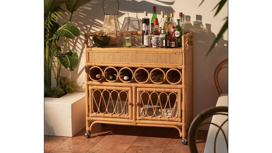 Melody Rattan Bar Cart 