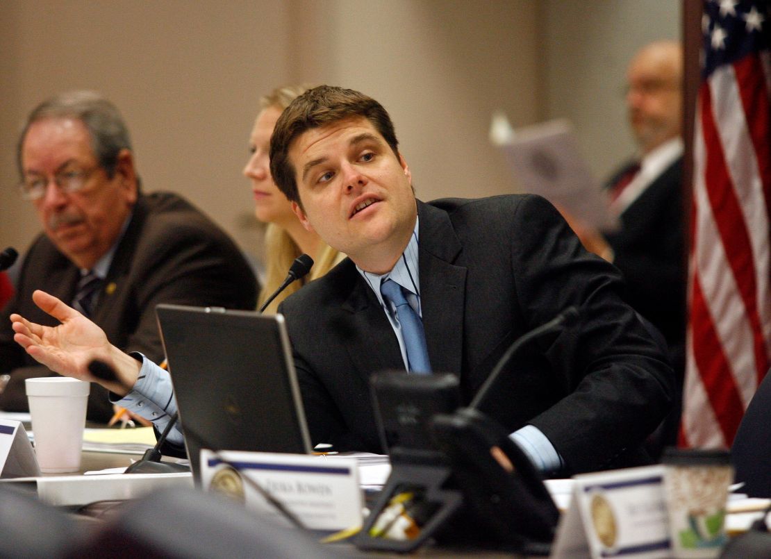In this March 2014 file photo, then-Fort Walton Beach Rep. Matt Gaetz, answers a question during discussion of House Bill 843 - Cannabis at a Criminal Justice Subcommittee meeting in Tallahassee, Florida.