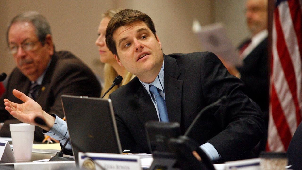 In this March 2014 file photo, then-Fort Walton Beach Rep. Matt Gaetz, answers a question during discussion of House Bill 843 - Cannabis at a Criminal Justice Subcommittee meeting in Tallahassee, Florida.