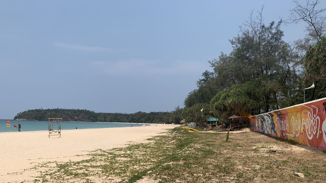 Phuket's Kata Beach sits empty as the island awaits the return of international travelers. 