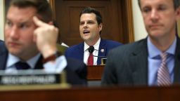 House Intelligence Committee member Rep. Matt Gaetz (R-FL) questions former Special Counsel Robert Mueller as he testifies before the House Judiciary Committee about his report on Russian interference in the 2016 presidential election in the Rayburn House Office Building July 24, 2019 in Washington, DC. Mueller, along with former Deputy Special Counsel Aaron Zebley, will later testify before the House Intelligence Committee in back-to-back hearings on Capitol Hill. (Photo by Chip Somodevilla/Getty Images)
