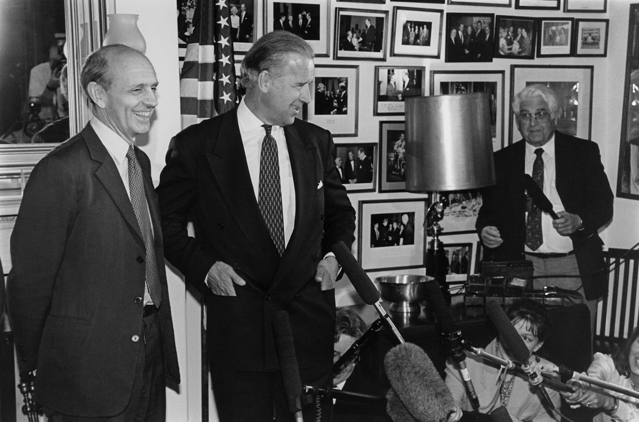 Breyer meets with US Sen. Joe Biden in Biden's office in May 1994.