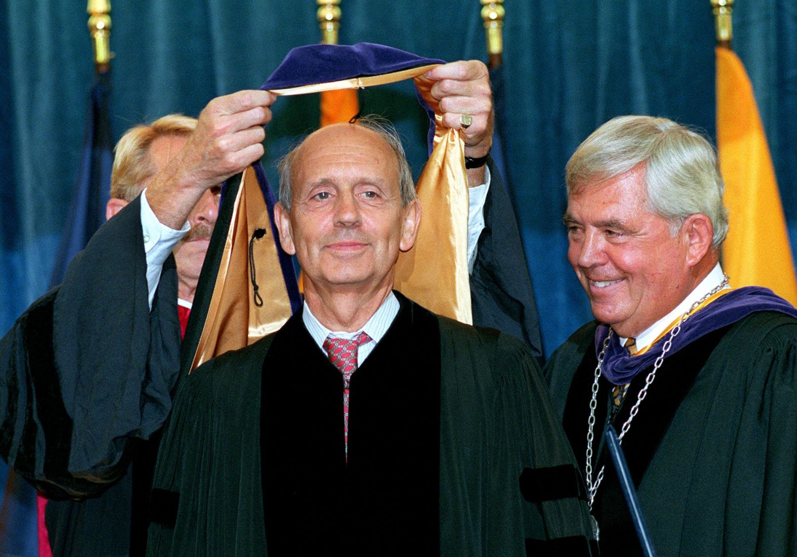 Breyer receives an honorary degree at the Suffolk University Law School in September 1999.