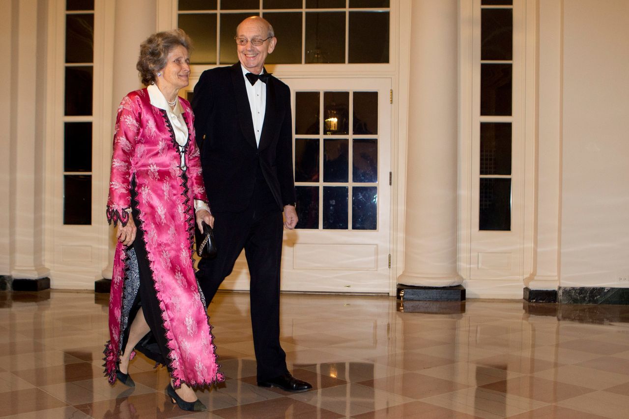 Breyer and his wife, Joanna, arrive at the White House for a state dinner honoring Chinese President Hu Jintao in January 2011.
