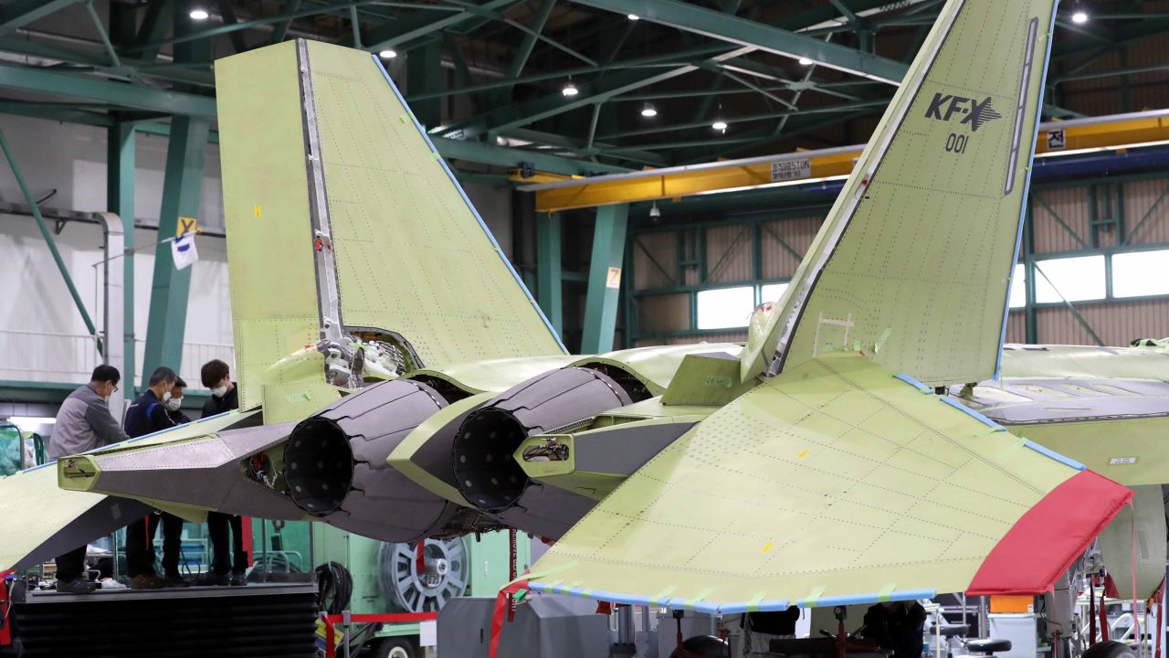 The KF-21 on the production line in South Korea earlier this year.
